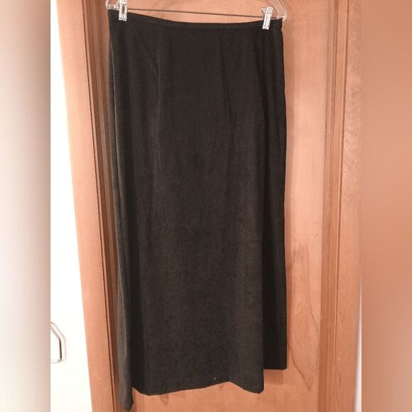 Tribal Skirt Midi Black Size 14 Ultra Suede Style Waist 17 In Flat 38 In Length - Picture 2 of 8